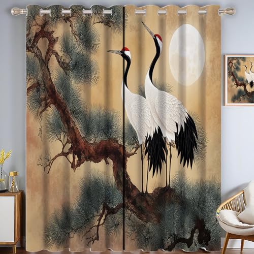 CAEITLRSO Mandschurenkranich Verdunkelungsvorhang - Braun Weiß Vorhang Blickdicht mit Ösen, Vollmond Kiefer Geräuschreduzierend Thermovorhang für Wohnzimmer Schlafzimmer, H 215 x B 110 cm (2er Pack) CAEITLRSO Mandschurenkranich Verdunkelungsvorhang - Braun Weiß Vorhang Blickdicht mit Ösen, Vollmond Kiefer Geräuschreduzierend Thermovorhang für Wohnzimmer Schlafzimmer, H 215 x B 110 cm (2er Pack) von CAEITLRSO