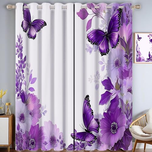 CAEITLRSO Schmetterling Blumen-Rand-Hintergrund Verdunkelungsvorhang - Rosa Lila Vorhang Blickdicht mit Ösen, Geräuschreduzierend Thermovorhang für Wohnzimmer Schlafzimmer, H 166 x B 75 cm (2er Pack) CAEITLRSO Schmetterling Blumen-Rand-Hintergrund Verdunkelungsvorhang - Rosa Lila Vorhang Blickdicht mit Ösen, Geräuschreduzierend Thermovorhang für Wohnzimmer Schlafzimmer, H 166 x B 75 cm (2er Pack) von CAEITLRSO