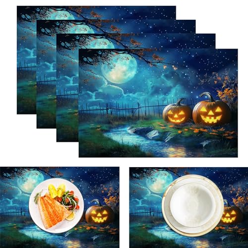 Kürbisse Rasen Platzdeckchen aus Leinen, wasserdicht, waschbar, hitzebeständig, 4 Stück, Bäume Zäune für ESS-/Küchentisch, Blau Grün 30x45cm Kürbisse Rasen Platzdeckchen aus Leinen, wasserdicht, waschbar, hitzebeständig, 4 Stück, Bäume Zäune für ESS-/Küchentisch, Blau Grün 30x45cm von CAEITLRSO