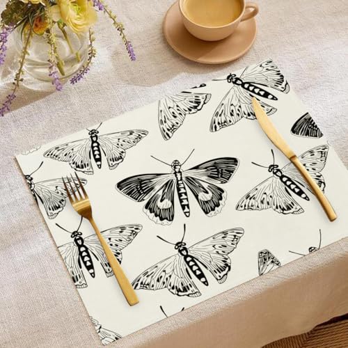 Motte Tischsets Cartoon-Stil Waschbar Stoff Dekoration Tischsets Platzset Tischdekorations Digitaldruck Platzsets für Küche 45 x 30 cm 4 Stück von CAEITLRSO