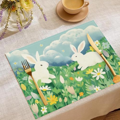 Niedlich Kaninchen Tischsets Frühling Grasland Waschbar Stoff Dekoration Tischsets Platzset Tischdekorations Digitaldruck Platzsets für Küche 45 x 30 cm 4 Stück Niedlich Kaninchen Tischsets Frühling Grasland Waschbar Stoff Dekoration Tischsets Platzset Tischdekorations Digitaldruck Platzsets für Küche 45 x 30 cm 4 Stück von CAEITLRSO