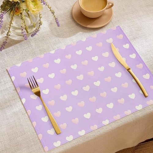 Süß Liebe Tischsets Niedlich Einfach Waschbar Stoff Dekoration Tischsets Platzset Tischdekorations Digitaldruck Platzsets für Küche 45 x 30 cm 6 Stück von CAEITLRSO