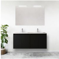 Caesaroo - 120 cm hängender Badezimmerschrank aus satiniertem schwarzem Holz mit vier Türen mit eingebautem Waschbecken - Nova - Standard Caesaroo - 120 cm hängender Badezimmerschrank aus satiniertem schwarzem Holz mit vier Türen mit eingebautem Waschbecken - Nova - Standard von CAESAROO