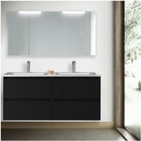 120 cm hängender Badezimmerschrank aus satinschwarzem Holz mit eingebautem Waschbecken – Nova - Standard 120 cm hängender Badezimmerschrank aus satinschwarzem Holz mit eingebautem Waschbecken – Nova - Standard von CAESAROO