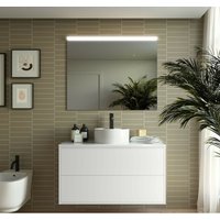 Badezimmer Badmöbel 100 cm Ulisse aus Mattweiß Holz mit Aufsatzwaschtisch 100 cm - Standard von CAESAROO