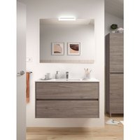 Badezimmer Badmöbel 100 cm aus Eiche eternity Holz mit Porzellan Waschtisch 100 cm - Standard von CAESAROO