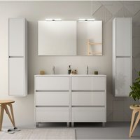 Badezimmer Badmöbel auf dem boden 120 cm aus glänzend weiß lackiertem Holz mit porzellan Waschtisch Standard von CAESAROO