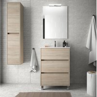 Badezimmer Badmöbel auf dem boden 60 cm aus braunem Holz Caledonia mit Porzellan Waschtisch Standard von CAESAROO