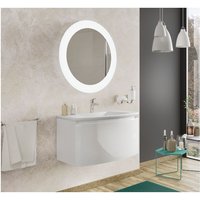 Badezimmer Badmöbel 100 cm Venere aus glänzend weiß Holz mit Keramik Waschtisch und Spiegel Standard von CAESAROO