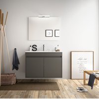 Badezimmer Badmöbel 80 cm aus mattgrauem Holz mit zwei Türen Standard von CAESAROO