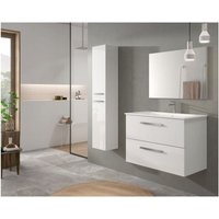Abitare - Hänge-Badezimmerschrank 80 cm glänzend weiß mit Spiegel - Siracusa - Glänzendes Weiß Mit Säule und Led Abitare - Hänge-Badezimmerschrank 80 cm glänzend weiß mit Spiegel - Siracusa - Glänzendes Weiß Mit Säule und Led von ABITARE