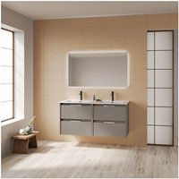 Caesaroo - Hängender Badezimmerschrank 120 cm geräuchert sandgestrahlt mit Waschbecken – Bristol - Rauch 120 cm Standard von CAESAROO