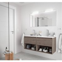 Caesaroo - Nova hängender Badezimmerschrank 120 cm aus Eternity-Eichenholz mit eingebautem Waschbecken - 120 cm Standard von CAESAROO