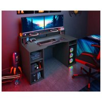 Altri - Schreibtisch Phoenix, Moderner Schreibtisch von Gaming, Studiertisch für pc und CD-Halter, Studiertisch mit Regalen, cm 136x67h88, Anthrazit von ALTRI