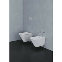 Paar abgehängte Sanitärkeramik 36x54 cm Azzurra Ceramica Serie Build Glänzendes Weiß - Mit toilettensitze soft-close von CAESAROO