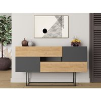 Sideboard 145x82 h cm helle Eiche und Anthrazitgrau mit zwei Türen und zwei Schubladen – Frosolone von ABITARE