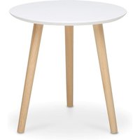 Abitare - Couchtisch mit einem Durchmesser von 48 cm in Mattweiß mit Beinen aus Kiefernholz - Etna von ABITARE