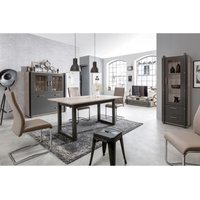 Ausziehbarer Esstisch 160 x 190 cm helle Eiche und Anthrazitgrau - Piombino von ABITARE