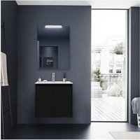 Caesaroo - Hängender Badezimmerschrank aus satinschwarzem Holz 70 cm mit 2 Türen – Nova - mit spiegel und led Lampe Caesaroo - Hängender Badezimmerschrank aus satinschwarzem Holz 70 cm mit 2 Türen – Nova - mit spiegel und led Lampe von CAESAROO