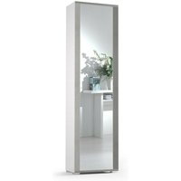 Kleiderschrank 182 cm weißer mit sieben Inneneinlegeböden und zement farbe Spiegeltür Zement/Weiß von CAESAROO