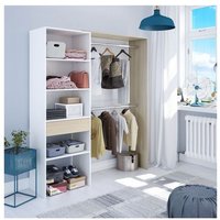 Kleiderschrank Garderobe 158x187H cm Mattweiß und Eiche Eiche und Weiß von CAESAROO