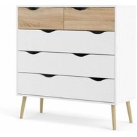 Kommode aus -Eiche und Mattweiß mit 5 Schubladen, 101 cm - Gladiolo von ABITARE