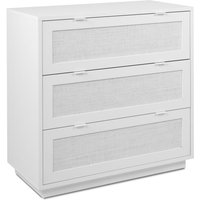 Kommode 80 cm mattweiß Korboptik mit drei Schubladen - Sulmona Kommode 80 cm mattweiß Korboptik mit drei Schubladen - Sulmona von ABITARE
