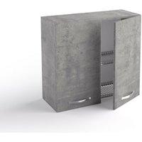 Küchenoberschrank Geschirrabtropfer 80x33xH72 cm aus Holz Grau Zement mit zwei Türen Grau von CAESAROO