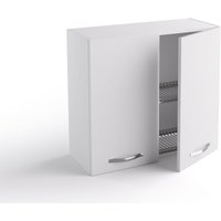 Küchenoberschrank Geschirrabtropfer 80x33xH72 cm aus Holz matt weiß mit zwei Türen weiß von CAESAROO