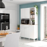 Küchenschrank 108x40x186 cm Mattweiß und kanadische Eiche weiß artik und eiche canadian von CAESAROO