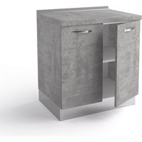 Caesaroo - Küchenschrank 80x60xH84 cm aus Holz Grau Zement mit zwei Türen Grau von CAESAROO