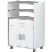 Mikrowellenschrank 92 cm Mattweiß und Zement mit einer Schublade und zwei Türen Zement/Weiß von CAESAROO