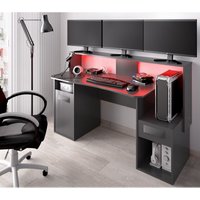 Caesaroo - PC-Schreibtisch gamer mit Led Graphit farbe mit Tür und Schublade Graphit von CAESAROO