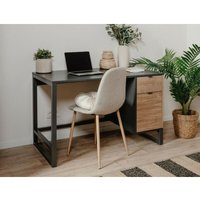 Schreibtisch 120x75H cm Manhattan Bambus und Anthrazit Grau mit einer Tür und einer Schublade Bambus und Anthrazitgrau von CAESAROO