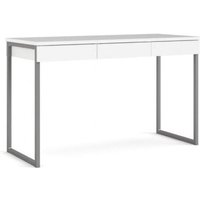 Weiß lackierter Schreibtisch mit drei Schubladen und Metallbeinen 126x 52 cm - Sole von ABITARE