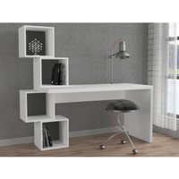 Schreibtisch 153,5x 60 cm mattweiß und anthrazitgrau mit vier Würfeln - White Schreibtisch 153,5x 60 cm mattweiß und anthrazitgrau mit vier Würfeln - White von ABITARE