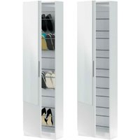 Schuhschrank mit Spiegeltür 50x22x180 cm mattweiß – Irland von ABITARE