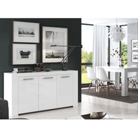 Sideboard 144x80 cm Mattweiß mit drei Türen und drei Innenböden weiß von CAESAROO