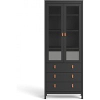 Wohnzimmervitrine 199 cm mattschwarz mit zwei Türen und drei Schubladen - Cascina von ABITARE