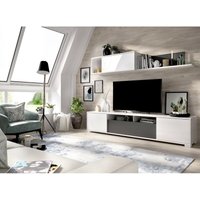 Wohnzimmer-TV-Schrank 200 cm Madison Glänzend Weiß und Graphit Weiß und Graphit von CAESAROO