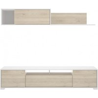 Abitare - TV-Wandeinheit 200 cm glänzend weiß und Eiche natur – Marsiglia von ABITARE