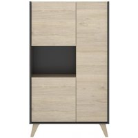 Wohnzimmer-Sideboard 135 cm Graphit und Natureiche mit 3 Türen - Corato Wohnzimmer-Sideboard 135 cm Graphit und Natureiche mit 3 Türen - Corato von ABITARE