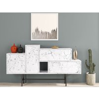 Wohnzimmeranrichte 160x90H cm Martini Carrara Marmoreffekt mit zwei Türen und zwei Schubladen Carrara-Marmor-Effekt von CAESAROO