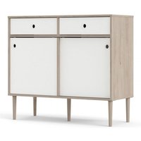 Sideboard 99x40 cm mattweiß und helle Eiche - Trapani von ABITARE