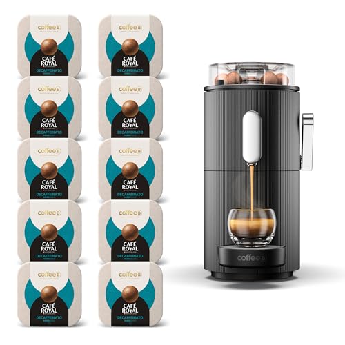 CAFE ROYAL SWITZERLAND PROFESSIONAL CoffeeB Globe Kaffeemaschine, Schwarz, mit 180 Decaffeinato-Kaffeebällen (20x 9 Stück), 100% kompostierbar von CAFE ROYAL SWITZERLAND PROFESSIONAL