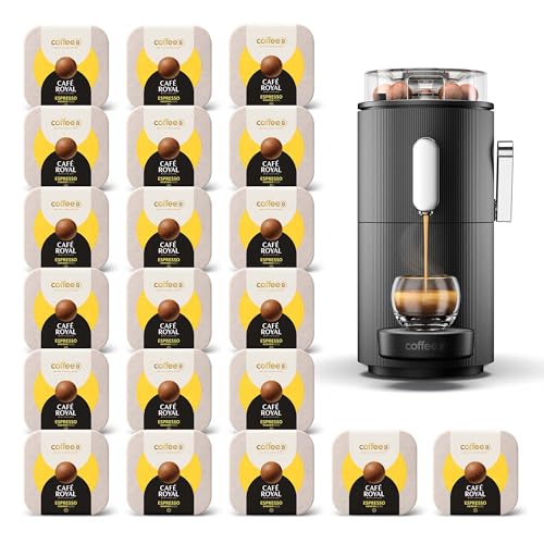 CoffeeB Globe Kaffeemaschine, Schwarz, mit 180 Espresso-Kaffeebällen (20x 9 Stück), 100% kompostierbar von CAFE ROYAL SWITZERLAND PROFESSIONAL