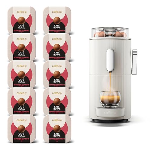 Kaffeemaschine CoffeeB Globe Weiß 1,3 l mit 90 Espresso-Bällen, Supremo – 100% kompostierbar von CAFE ROYAL SWITZERLAND PROFESSIONAL