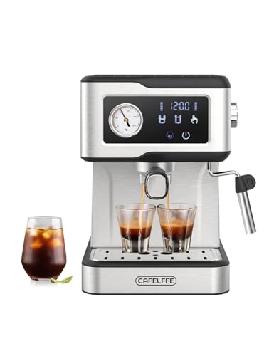 CAFELFFE Espressokaffeemaschine mit Milchaufschäumer und Dampfer, Espressomaschine mit 20 Bar Pumpendruck, Espressomaschine mit LCD-Touchscreen für den Barista zu Hause oder die Latte-Cappuccino-Masch von CAFELFFE