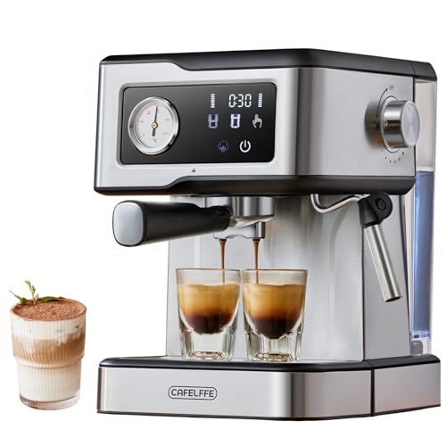 Cafelffe MK-901 Espressomaschine mit Milchaufschäumer – 950 W / 1,5 l, 20-bar-Pumpe, intelligenter Touchscreen, Edelstahlgehäuse, starker Dampf für Latte/Cappuccino Cafelffe MK-901 Espressomaschine mit Milchaufschäumer – 950 W / 1,5 l, 20-bar-Pumpe, intelligenter Touchscreen, Edelstahlgehäuse, starker Dampf für Latte/Cappuccino von CAFELFFE
