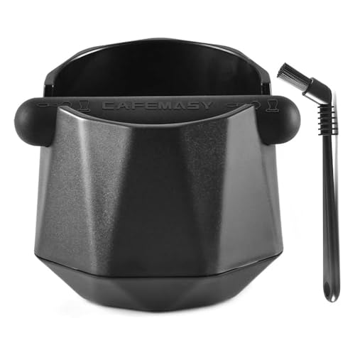 CAFEMASY Abklopfbehälter für Siebträgermaschine Barista Kaffee Zubehör Einzigartiges Design Rautenförmige Kleine Kaffeesatz Abschlagbehälter mit Espressobürste von CAFEMASY